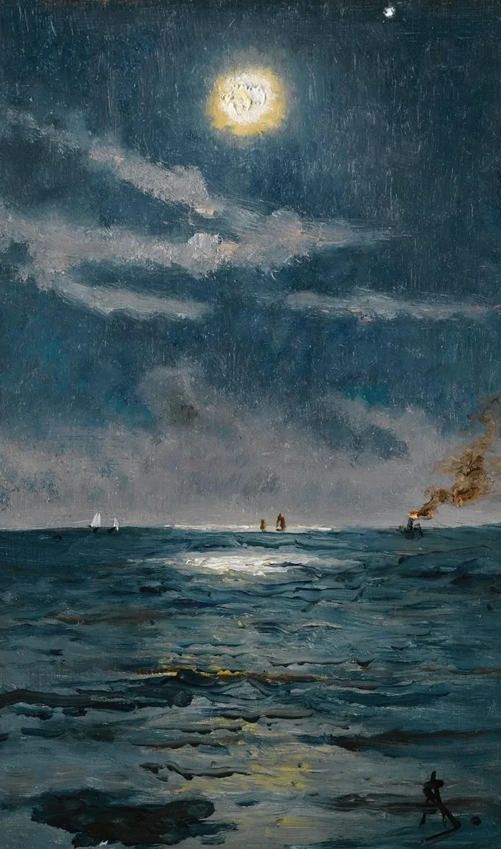 A Calm Moonlit Marine Scene
