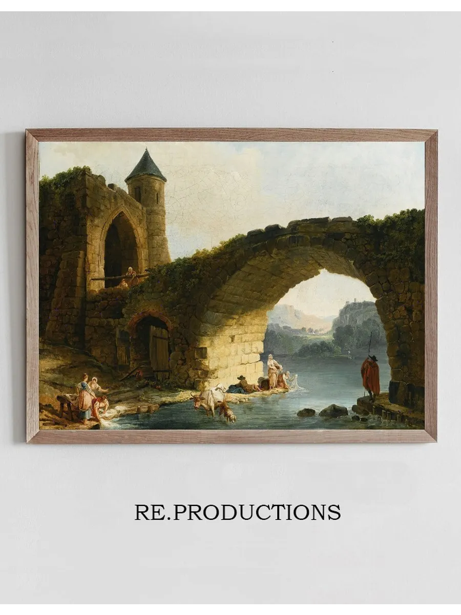 A Capriccio River Landscape With Washerwomen Near A Ruined Bridge
