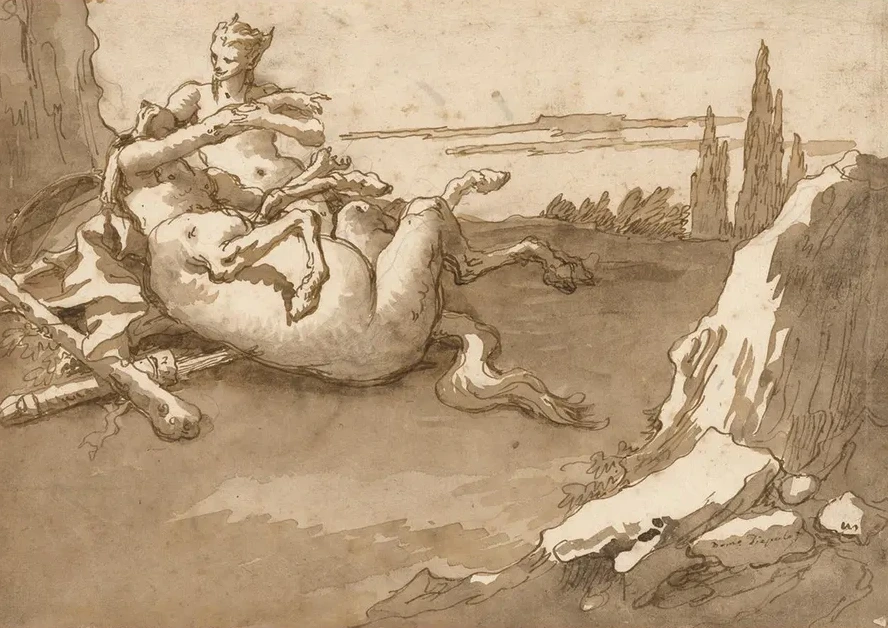 A Centaur and a Female Faun in a Landscape