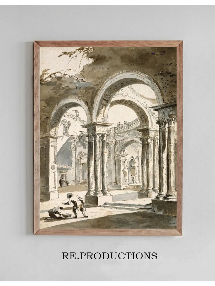 A Colonnade, Partly Ruined, with Figures