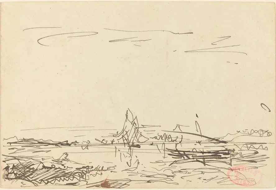A Cove with a Sailboat