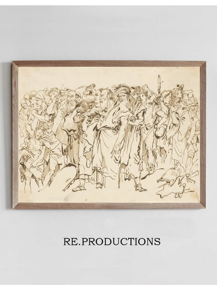 A Crowd of Ancient Warriors, Orientals, and Two Boys, Gathering for a Sacrifice