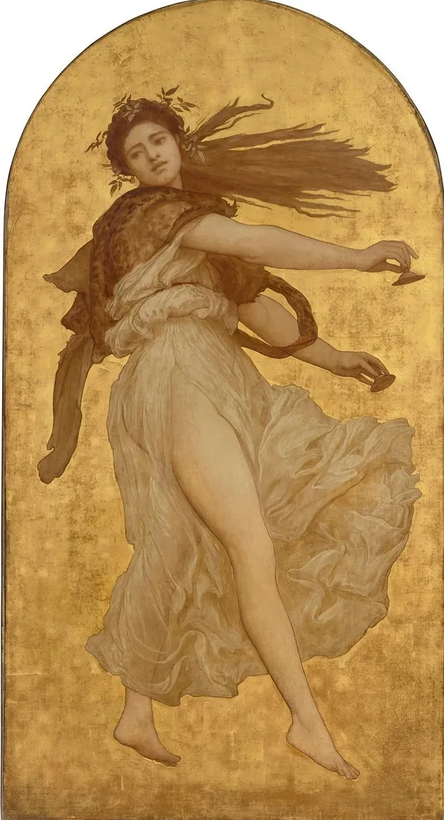 A Dancing Girl with Cymbals in a White Robe