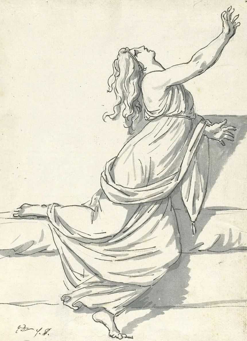 A Distraught Woman with Her Head Thrown Back