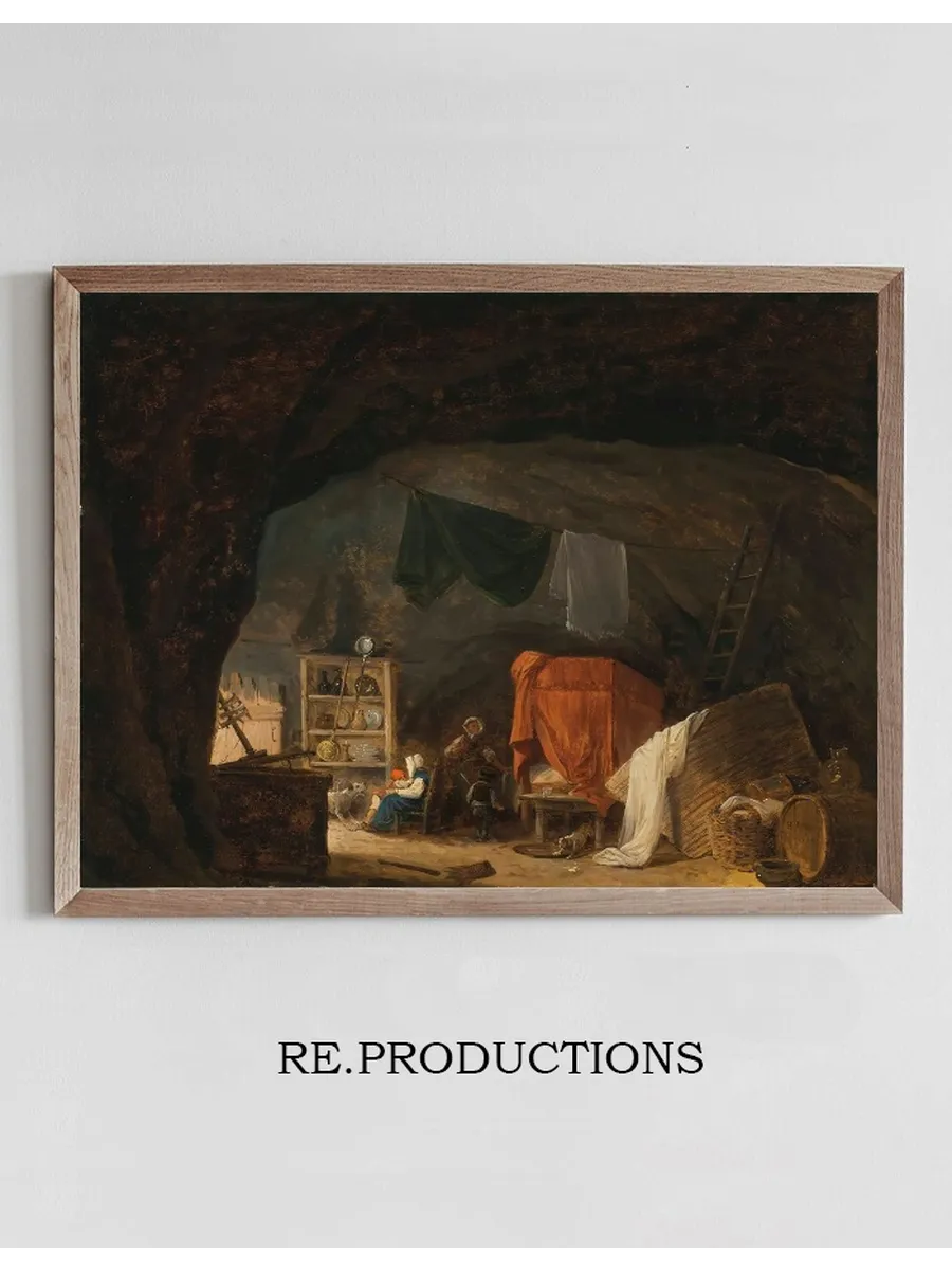 A Family In A Cave Interior