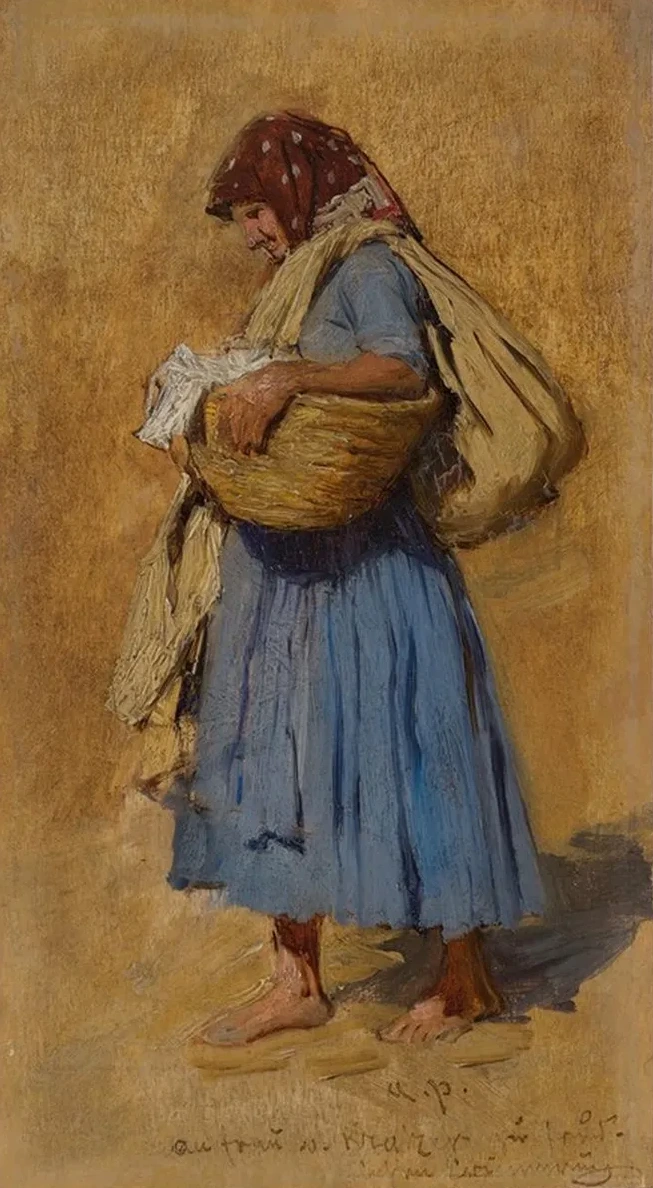A Farmer's Wife Blowing her Nose