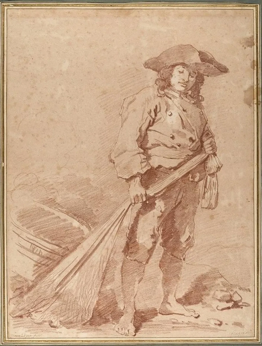 A Fisherman Pulling a Net
