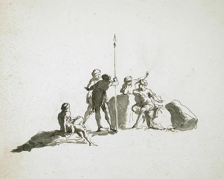 A Group of Five Turbaned Men