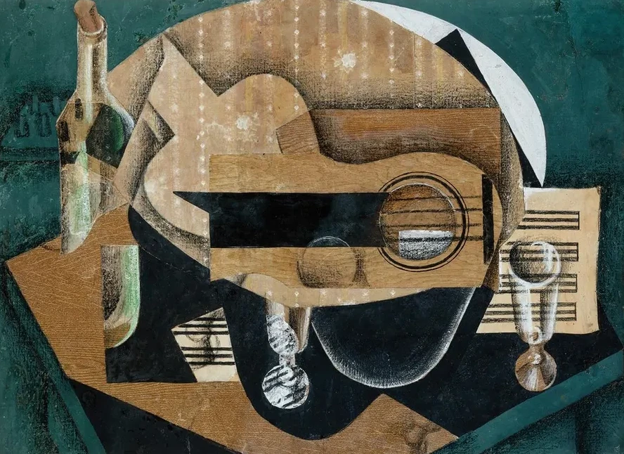 A Guitar, Glasses and a Bottle