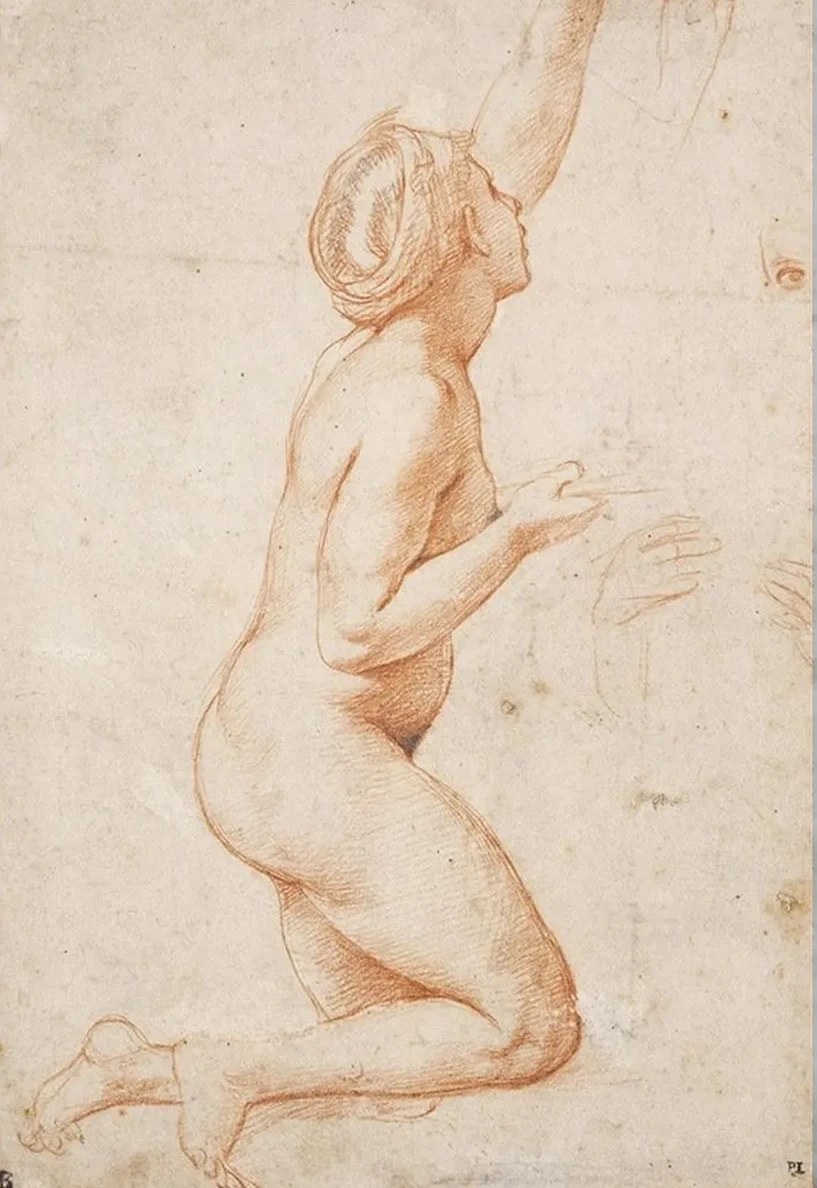A Kneeling Nude Woman with her Left Arm Raised