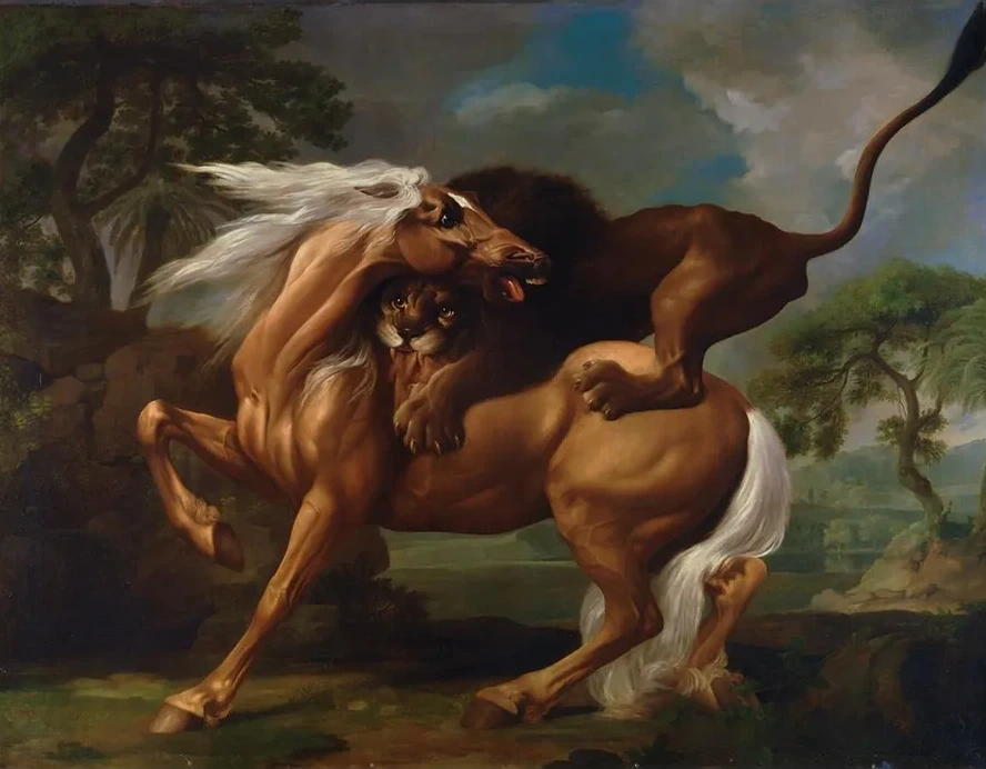 A Lion Attacking a Horse
