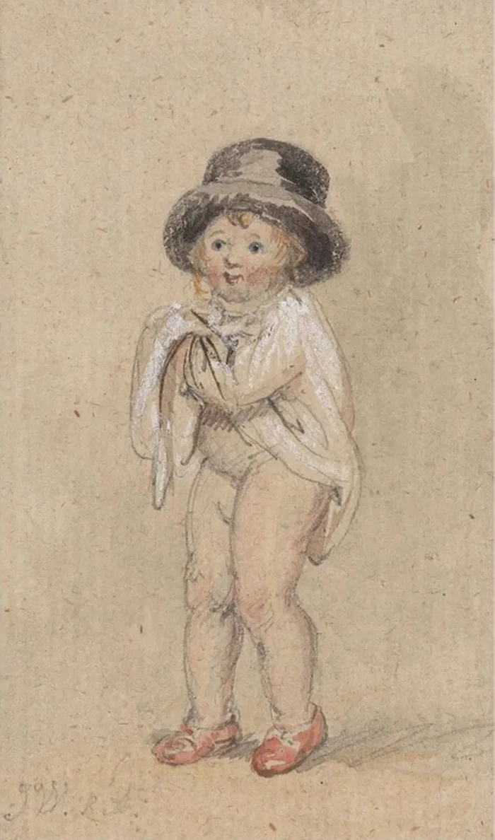 A Little Boy with Red Shoes