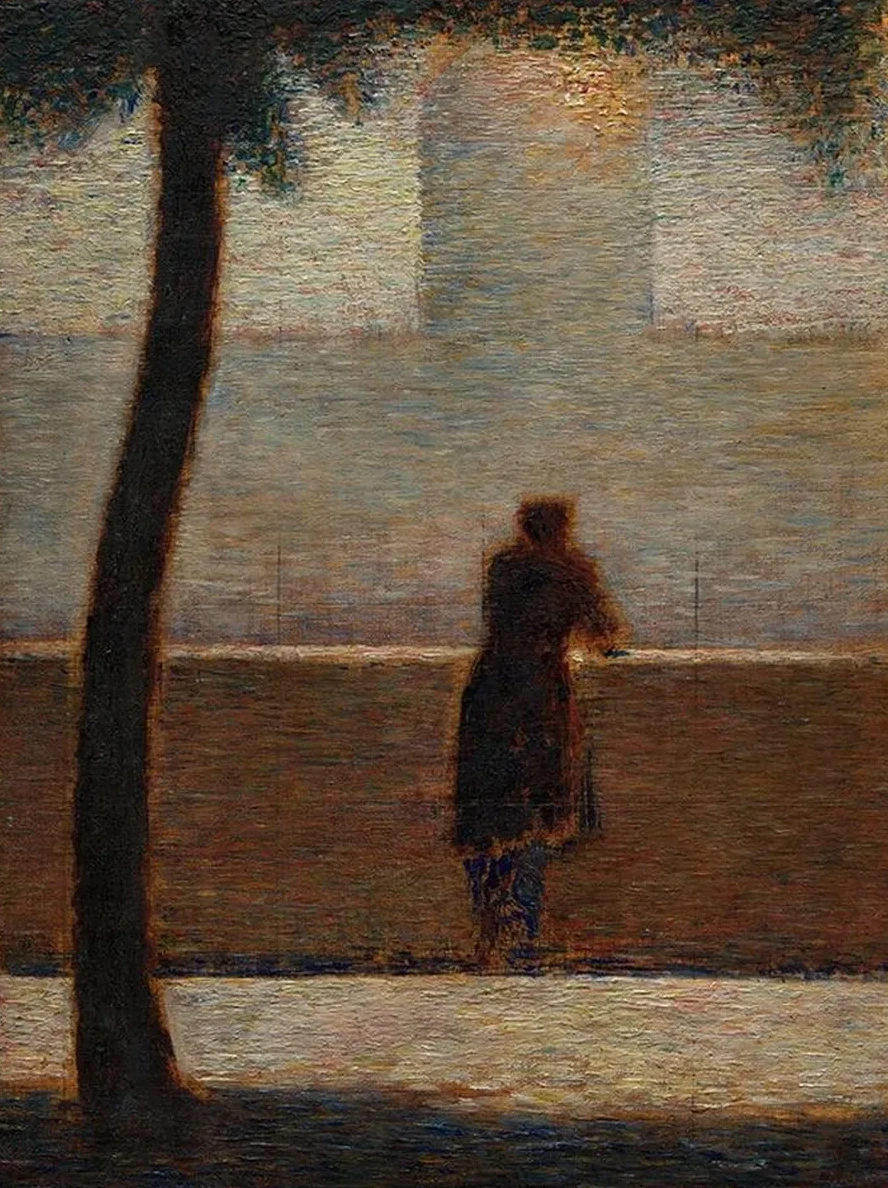 A Man Leaning on a Parapet