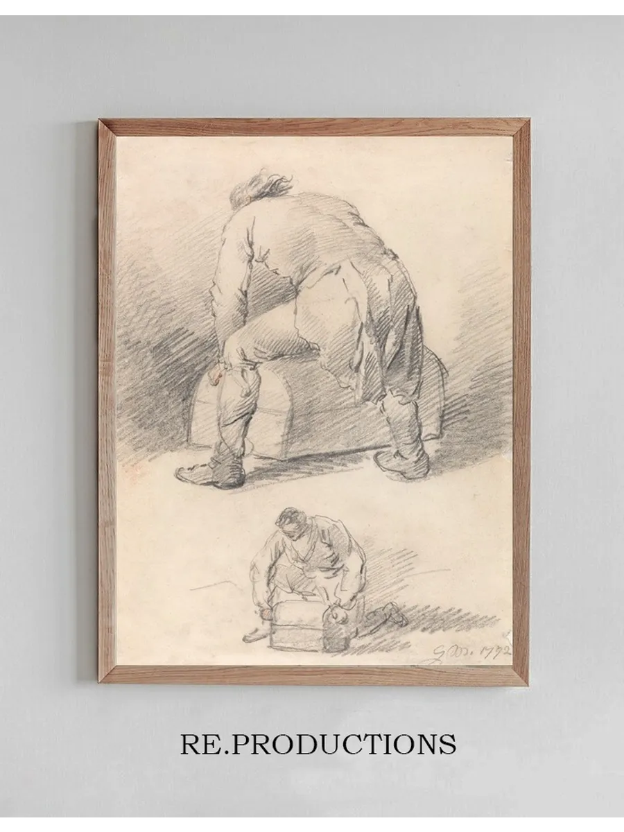 A Man Lifting a Trunk, Two studies on one sheet