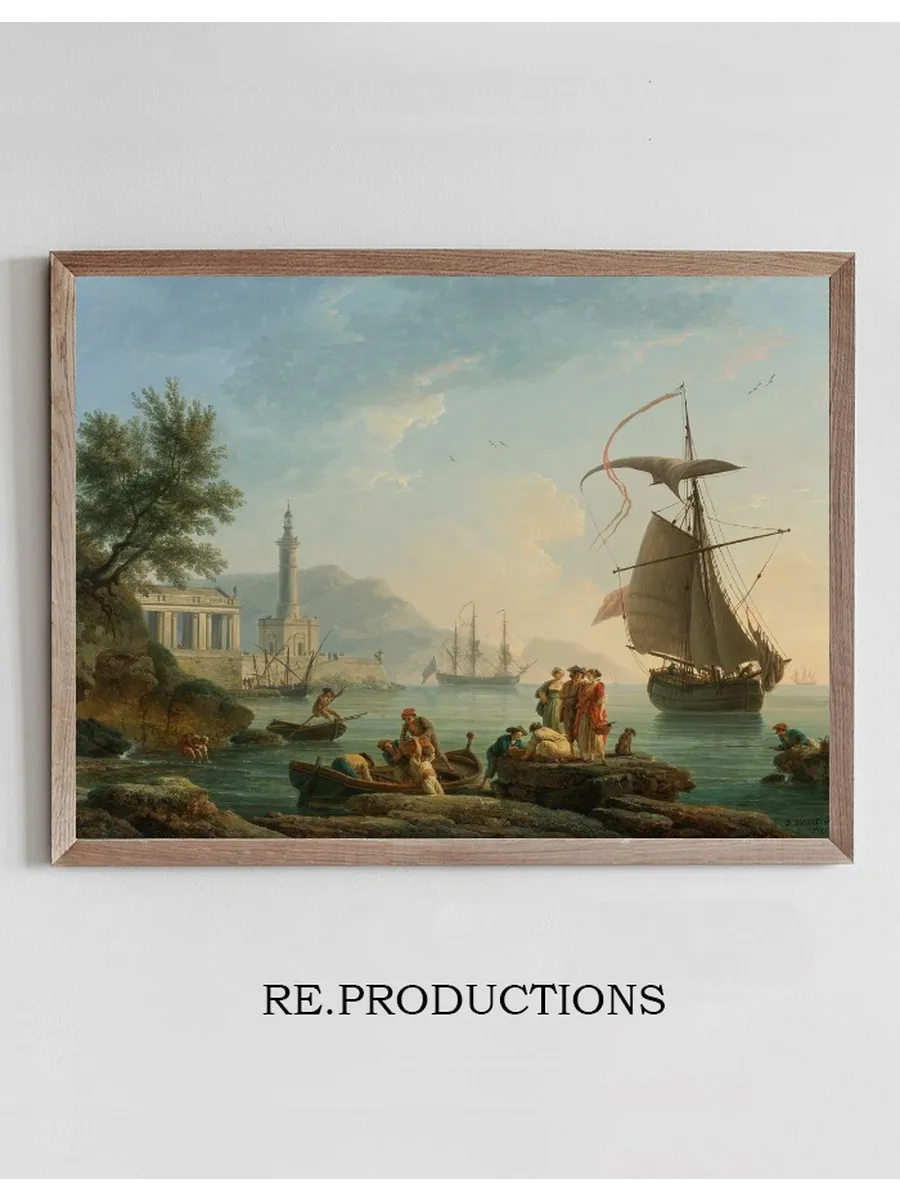 A Mediterranean Harbor At Sunset With Fisherfolk At The Water's Edge, A Lighthouse And A Man Of War At Anchor