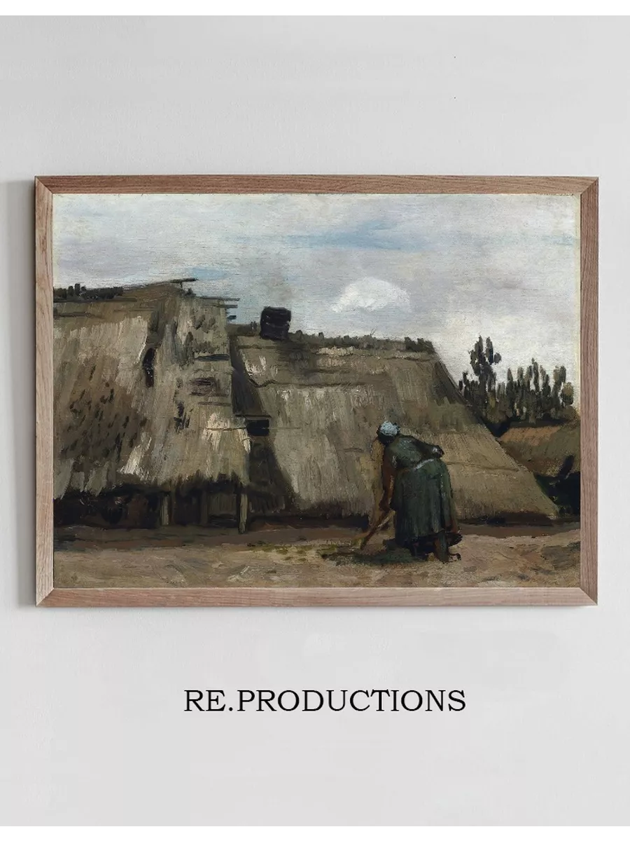 A Peasant Woman Digging in Front of Her Cottage
