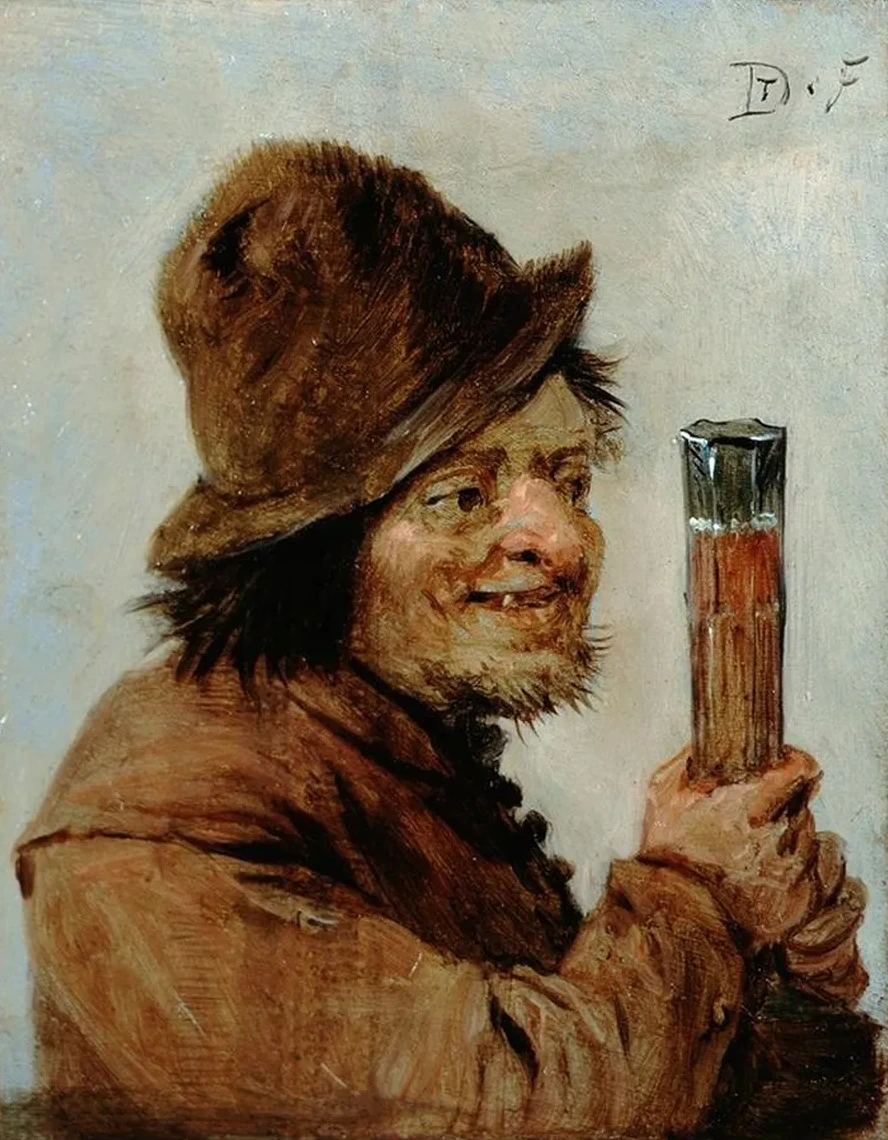 A Peasant holding a Glass