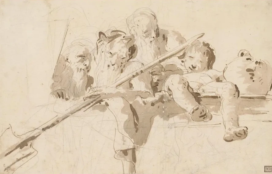 A River God and Other Figures on a Parapet