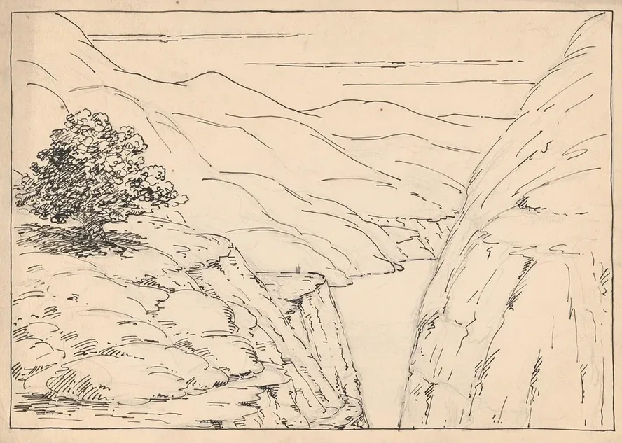 A River Landscape with Steep Cliffs