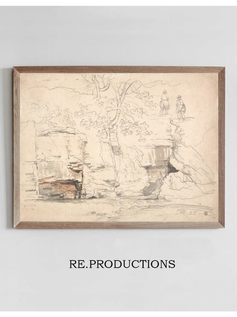 A Rocky Hillside with Trees and Figures