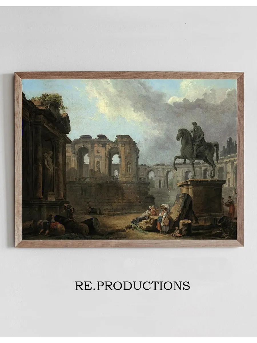 A Roman Capriccio with Washerwomen by the Statue of Marcus Aurelius