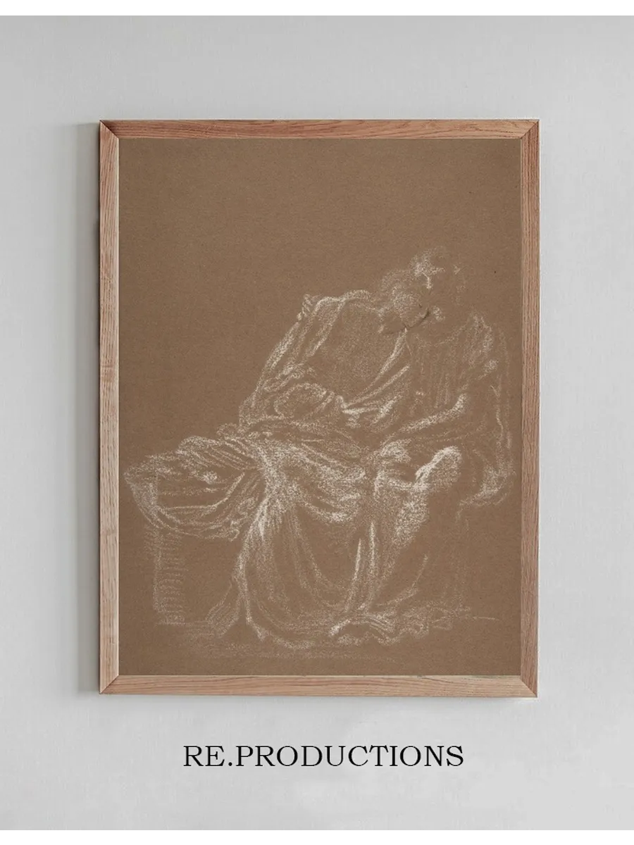 A Seated Couple, Embracing