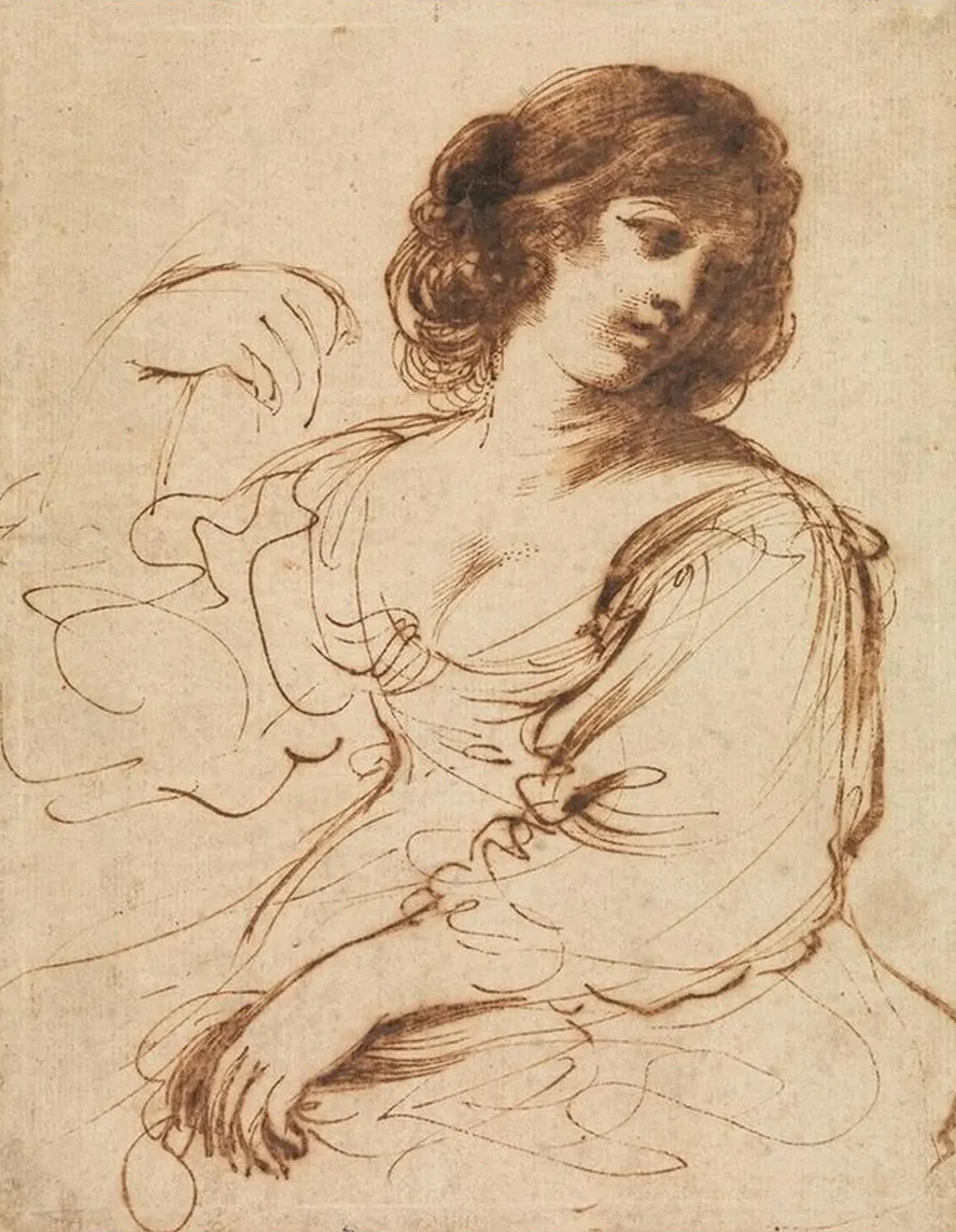A Seated Young Woman Looking Over Her Shoulder