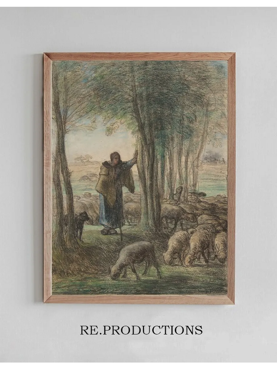 A Shepherdess and Her Flock in the Shade of Trees