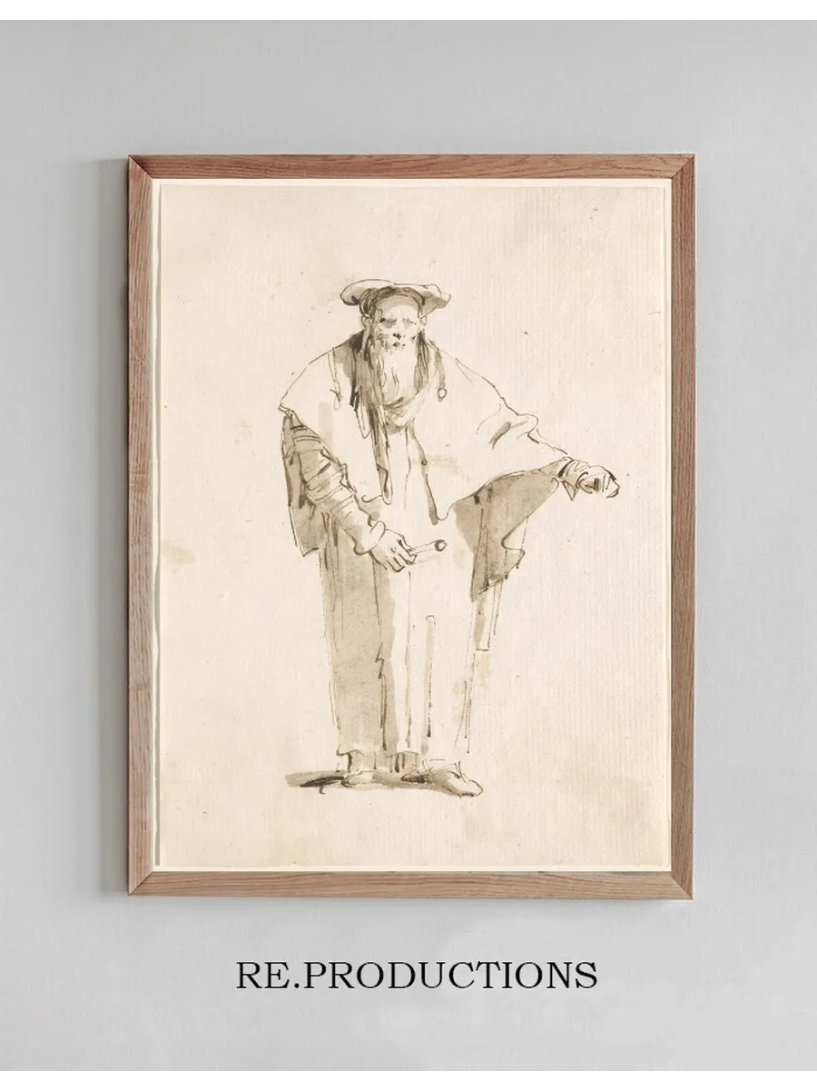 A Standing Oriental Holding a Rod
