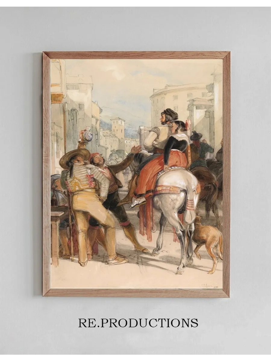 A Street Scene in Granada on the Day of the Bullfight
