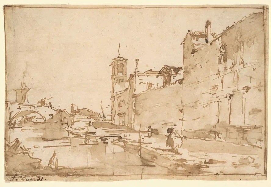 A Venetian Capriccio A Rio Leading to a Bridge