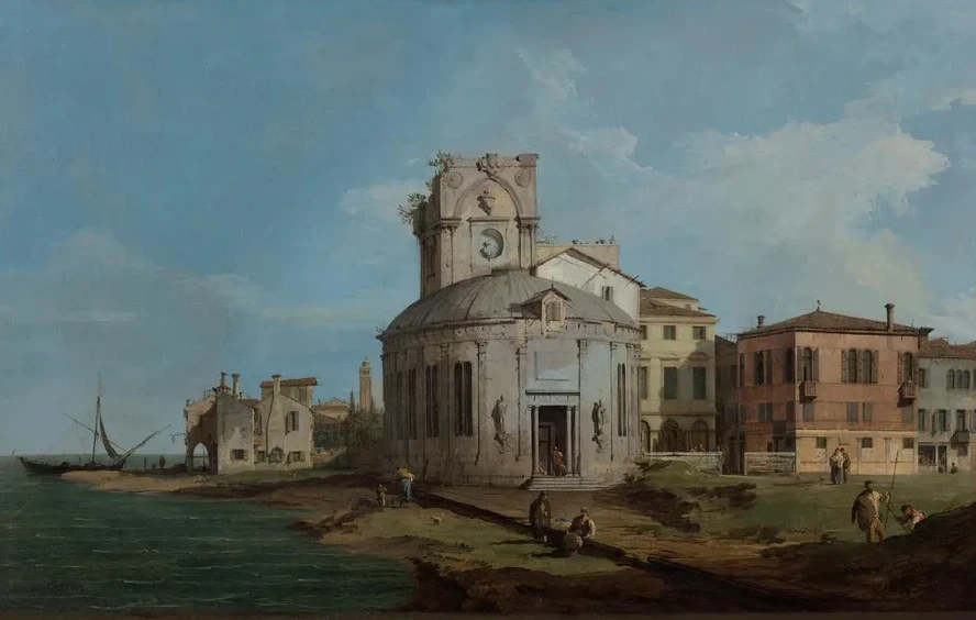 A Venetian Capriccio with an Oval Church by the Lagoon