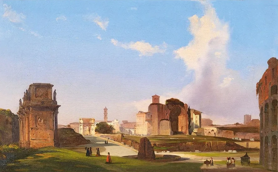 A View Of The Roman Forum With The Arch Of Constantine
