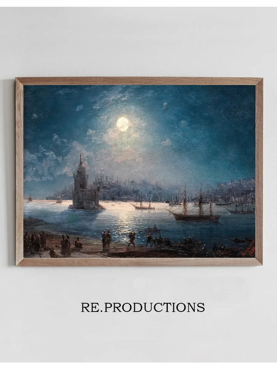 A View of the Bosporus with the Hagia Sophia and the Maiden's Tower in the Moonlight