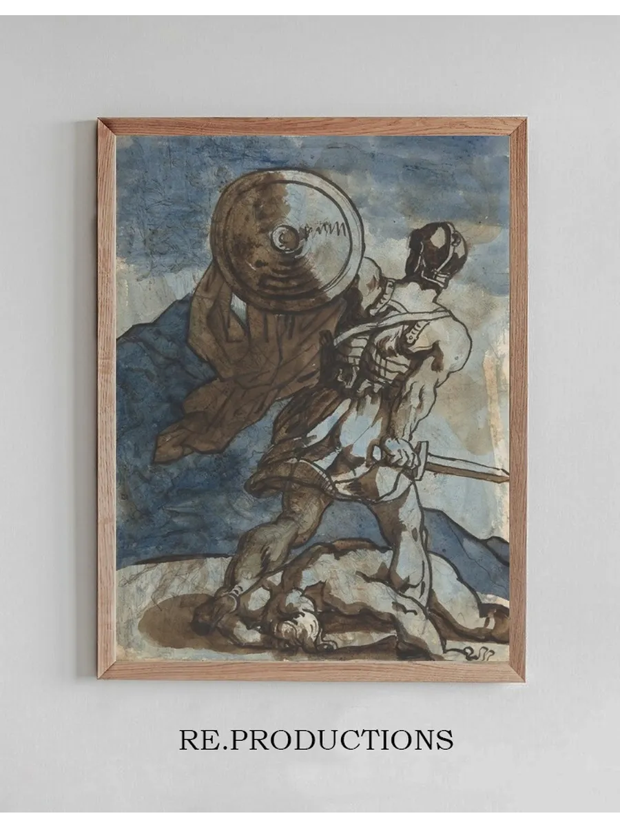 A Warrior Holding a Shield and Sword, Seen from the Back