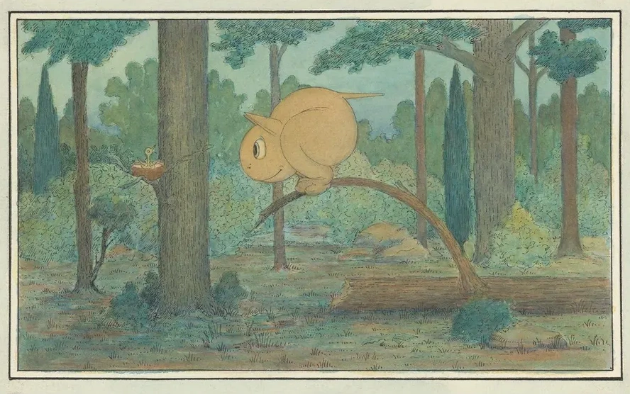 A Wiggle Much Creature Looking at a Bird's Nest