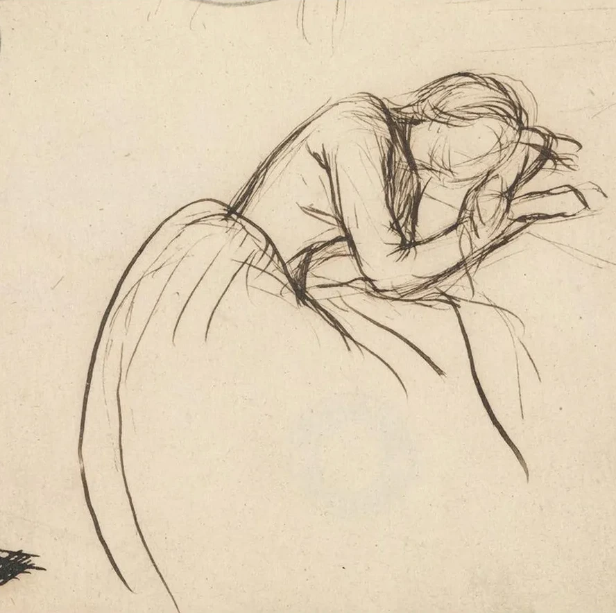 A Woman Bowed in Grief
