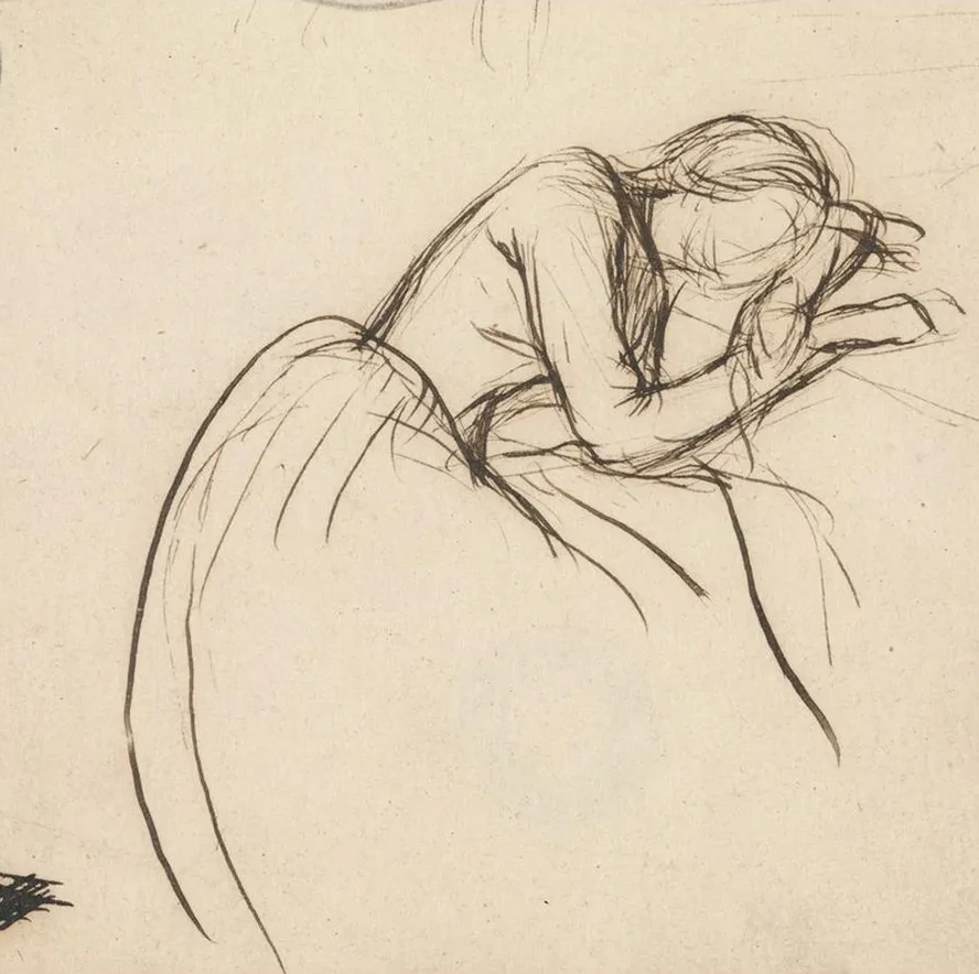 A Woman Bowed in Grief