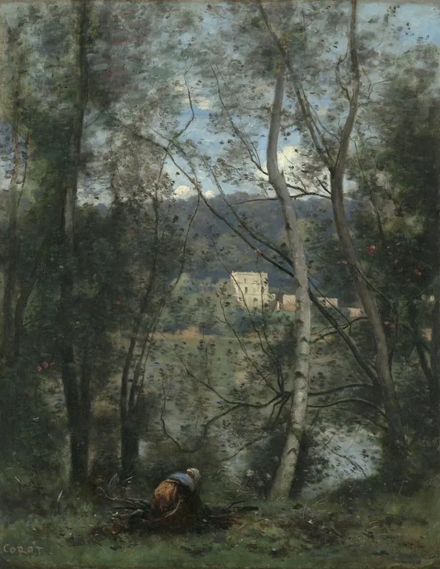 A Woman Gathering Faggots at Ville - d Avray