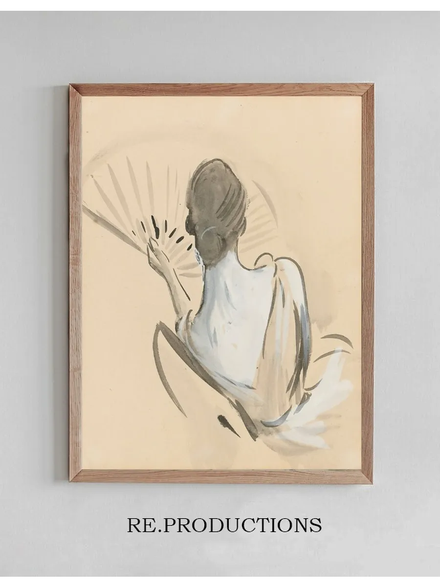 A Woman Seen From Behind Holding A Fan