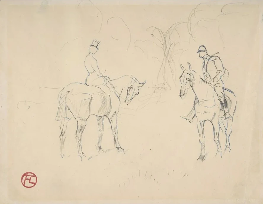 A Woman and a Man on Horseback