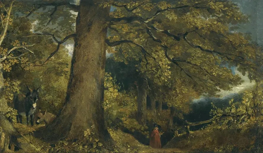 A Young Girl In A Woodland Landscape
