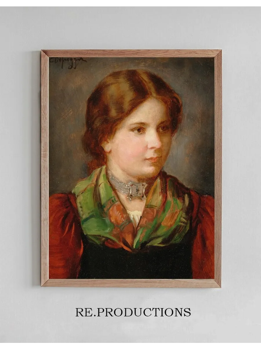 A Young Girl in Traditional Costume with Shawl and Choker