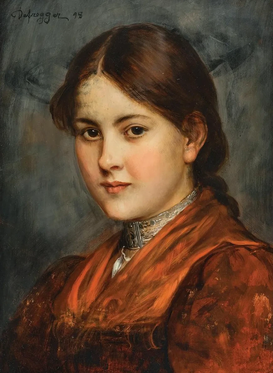 A Young Girl in a Traditional Costume with Silver Choker