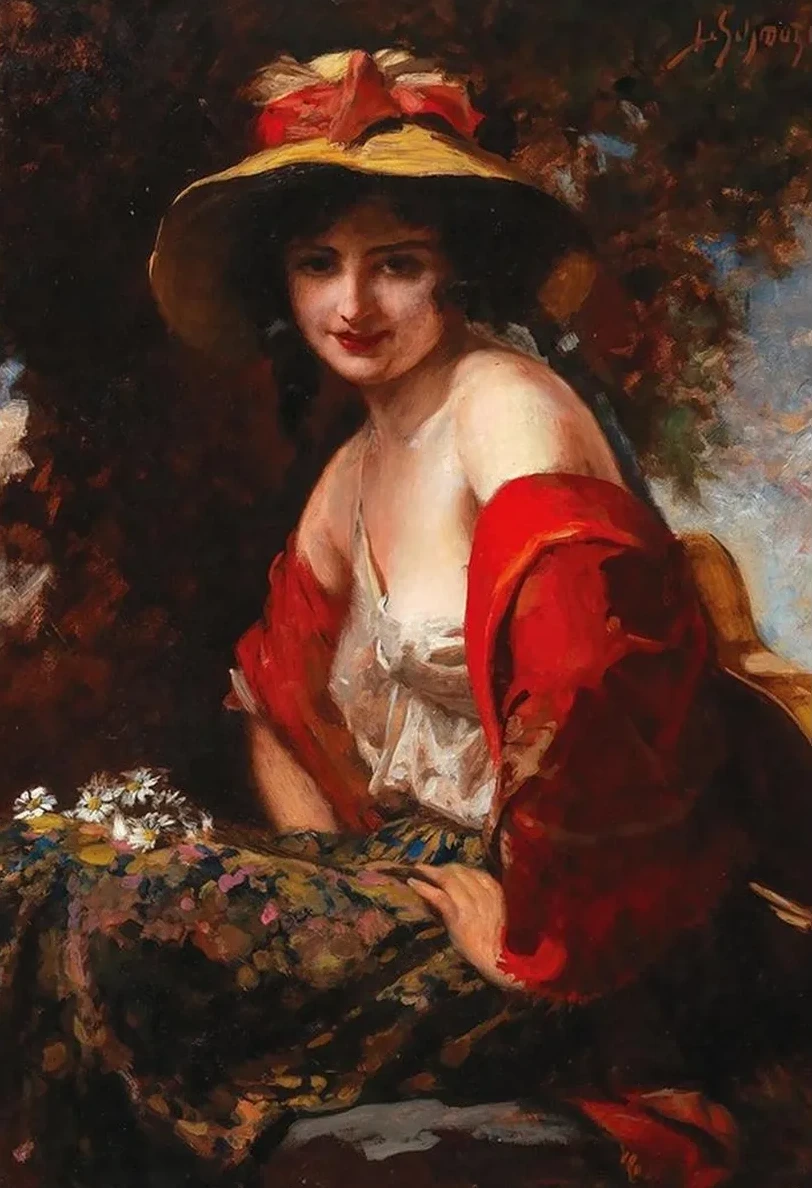 A Young Lady With A Straw Hat