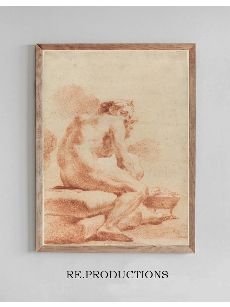 A Young Man Warming Himself at a Brazier