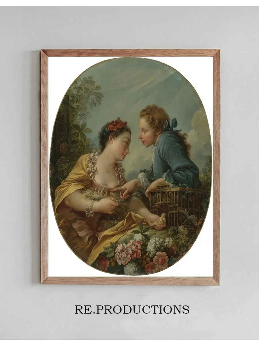 A Young Woman And Youth Placing Young Birds In A Cage the Bird Nesters