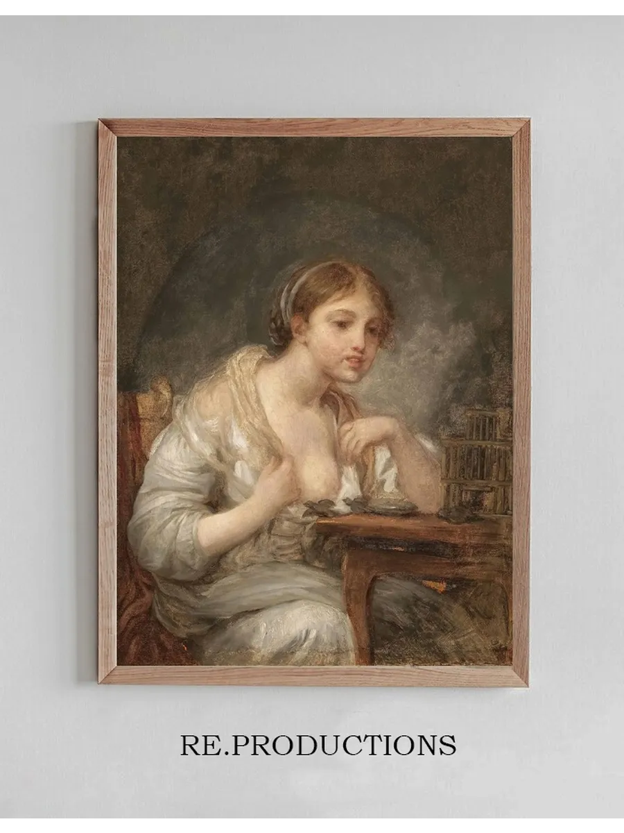 A Young Woman With a Birdcage