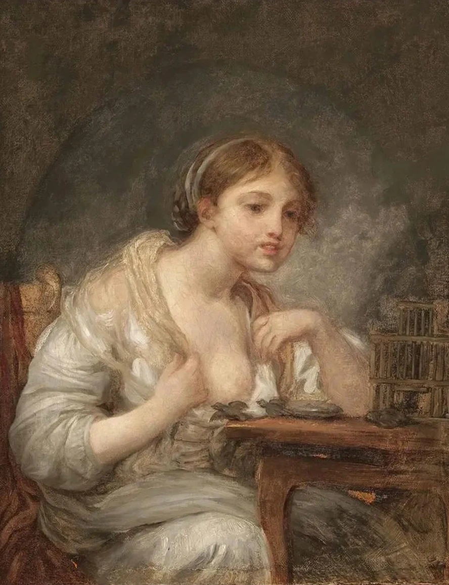 A Young Woman With a Birdcage