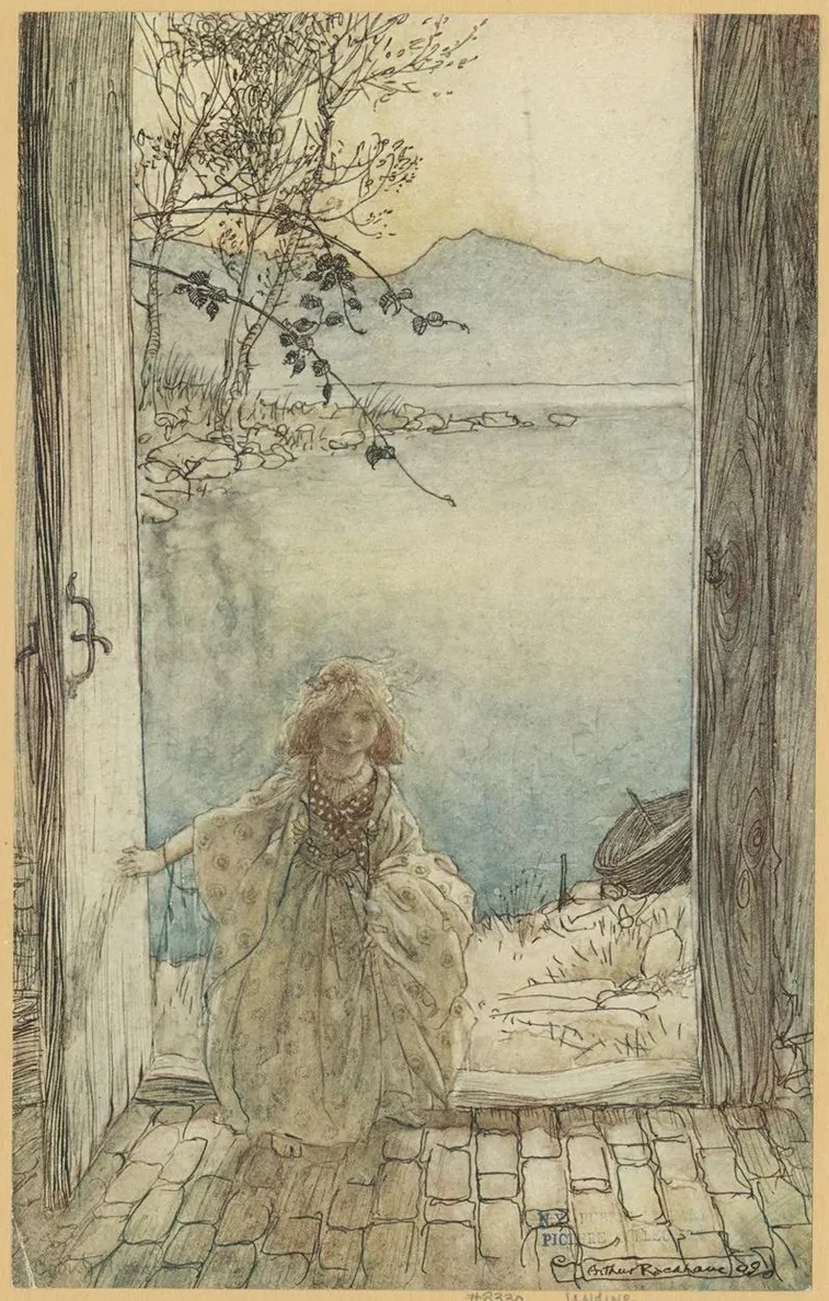 A Beautiful Little Girl Clad in Rich Garments Stood There on the Threshold Smiling